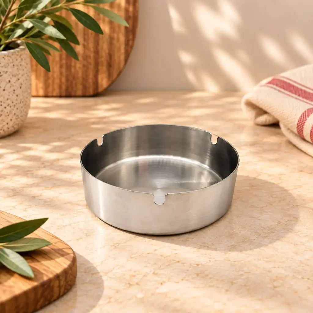 360 HOME MY KITCHEN STAINLESS STEEL ROUND ASHTRAY - 80G