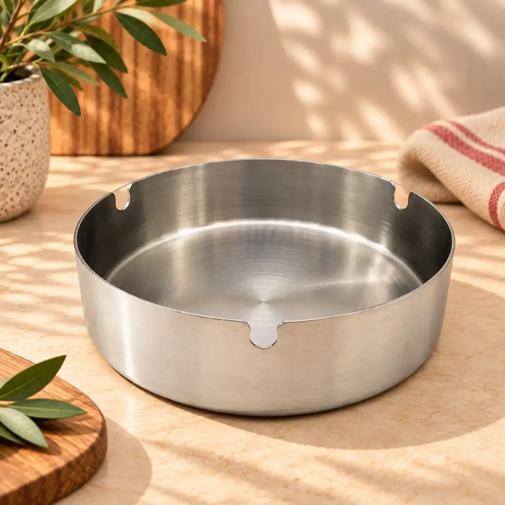 360 HOME MY KITCHEN STAINLESS STEEL ROUND ASHTRAY - 150G