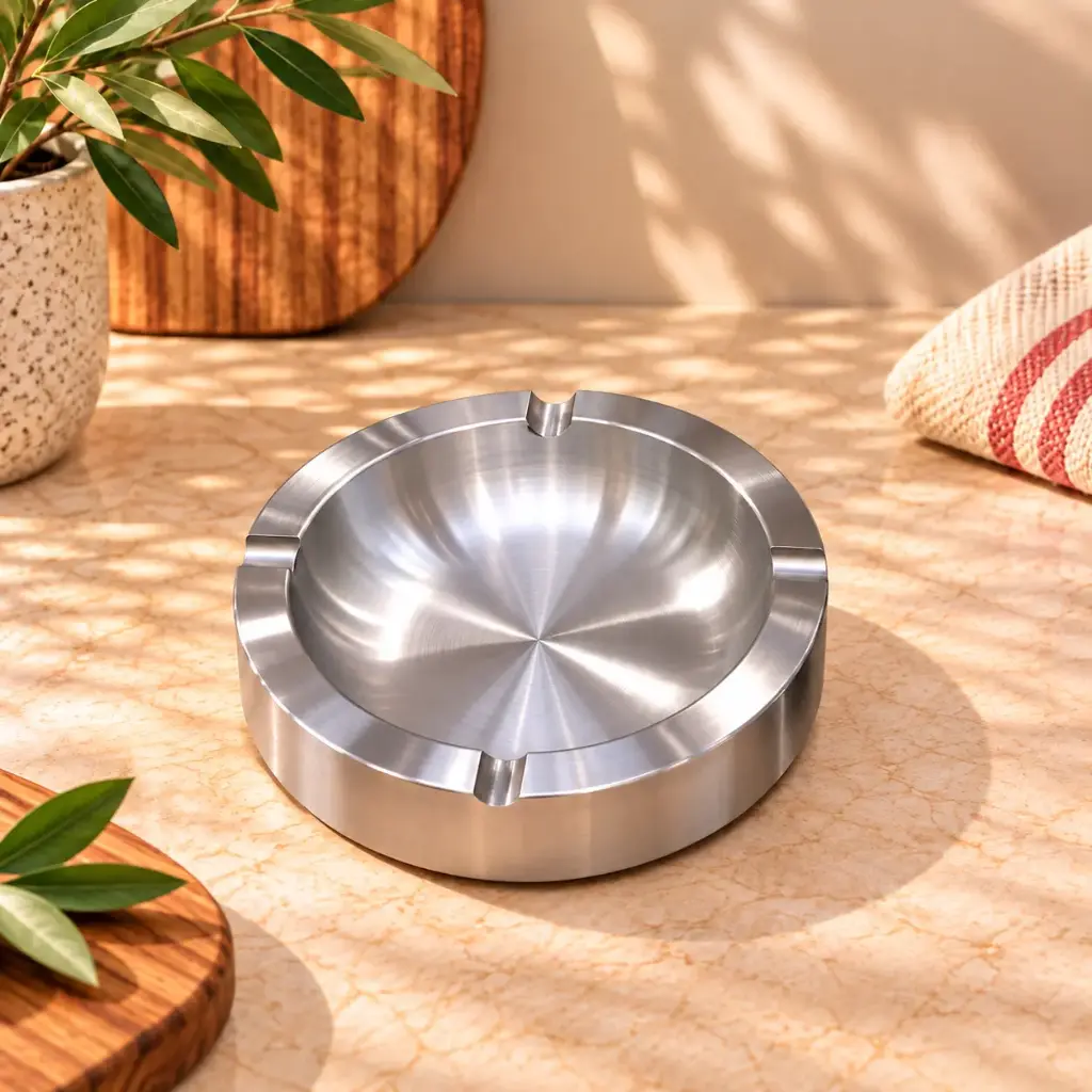 360 HOME MY KITCHEN STAINLESS STEEL ROUND ASHTRAY - 14CM