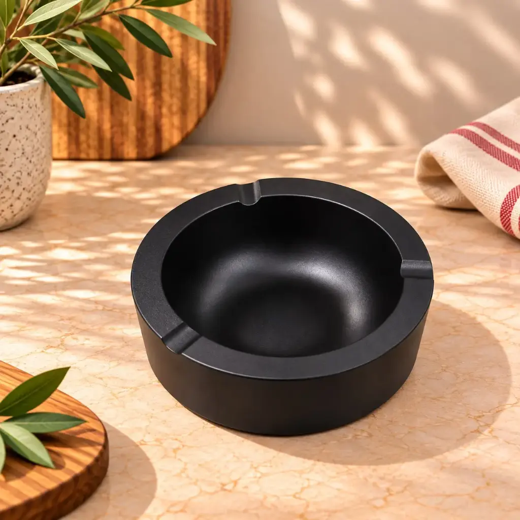 360 HOME MY KITCHEN STAINLESS STEEL ROUND ASHTRAY - 14CM