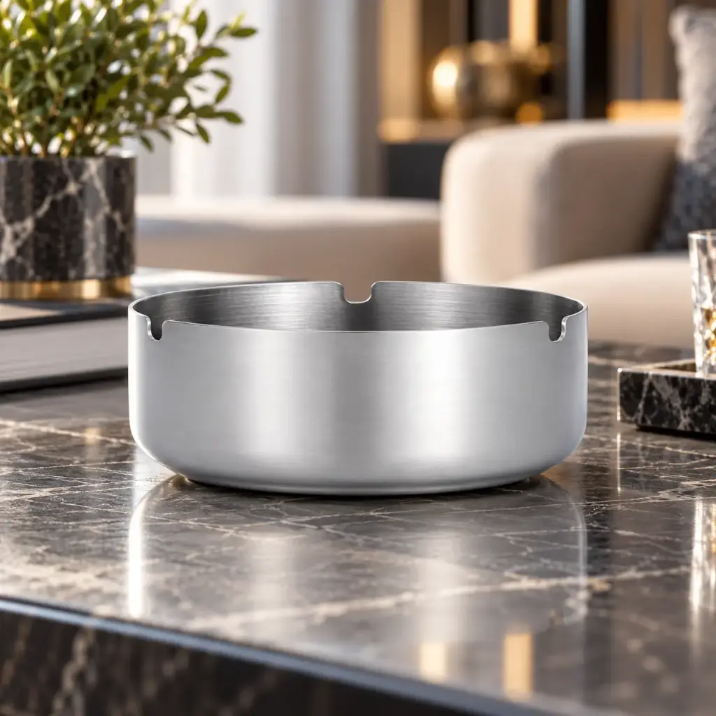 360 HOME MY KITCHEN STAINLESS STEEL ROUND ASHTRAY - 10CM