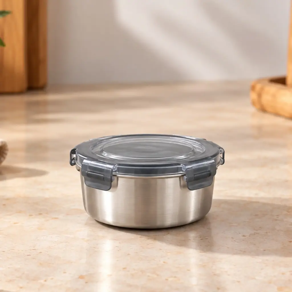 360 HOME MY KITCHEN STAINLESS STEEL FOOD STORAGE CONTAINER SET WITH LIDS - 1100ML