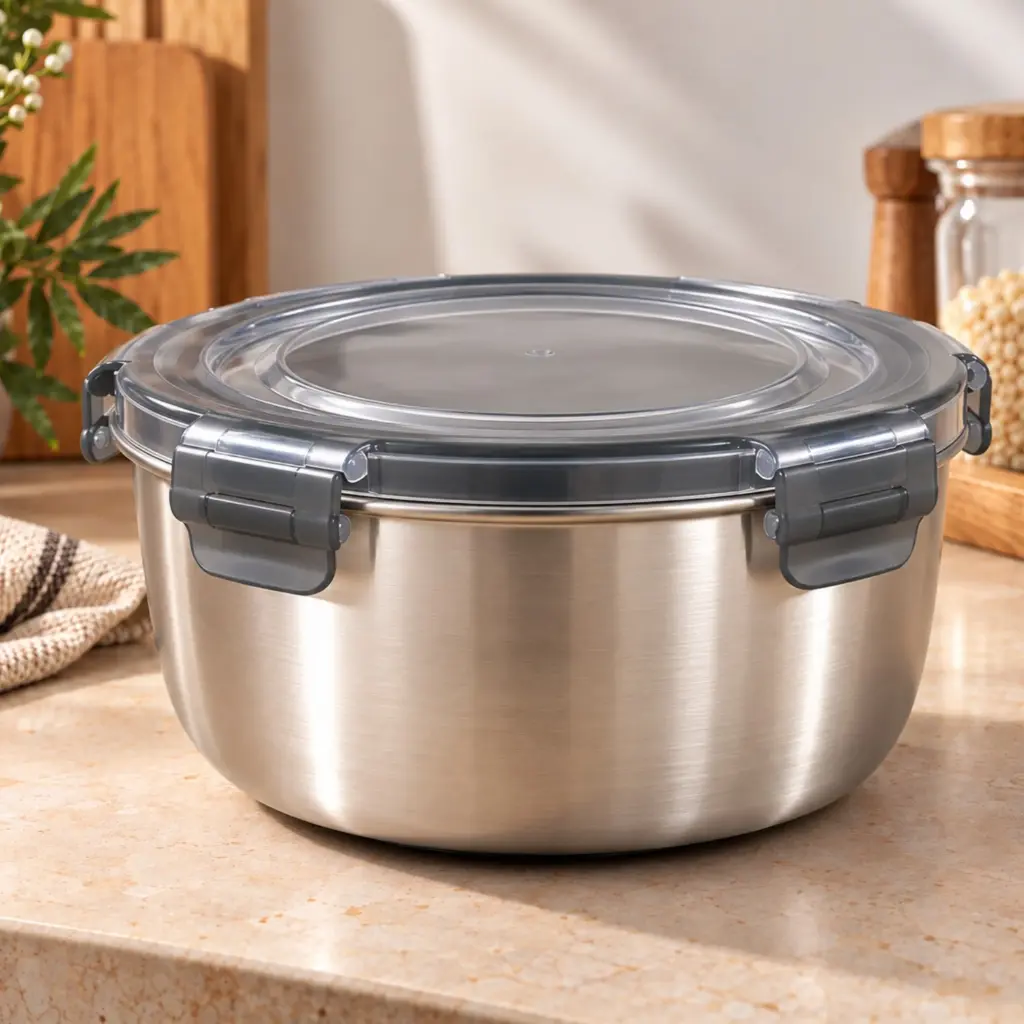 360 HOME MY KITCHEN STAINLESS STEEL FOOD STORAGE CONTAINER SET WITH LIDS - 3500ML