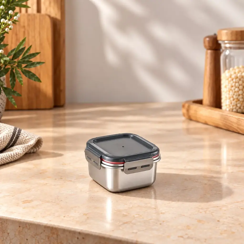 360 HOME MY KITCHEN STAINLESS STEEL FOOD STORAGE CONTAINER SET WITH LOCKING LIDS - 650ML