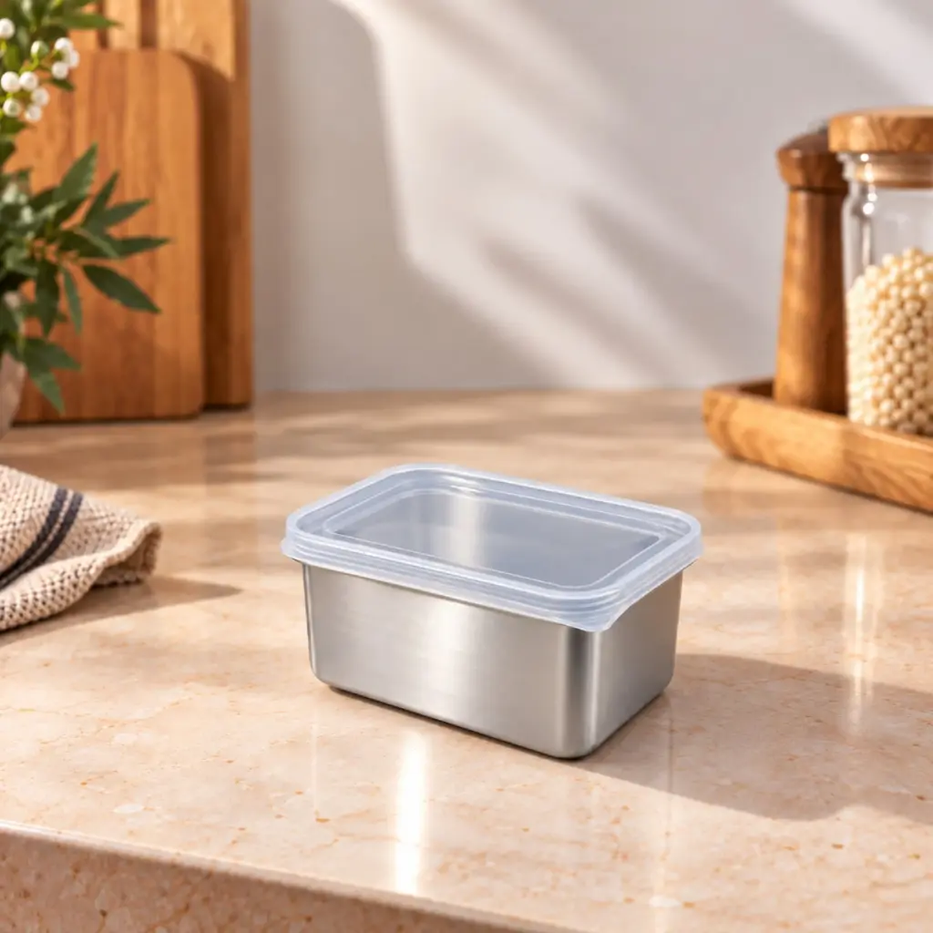 360 HOME MY KITCHEN STAINLESS STEEL FOOD STORAGE CONTAINER SET WITH LIDS - 1L