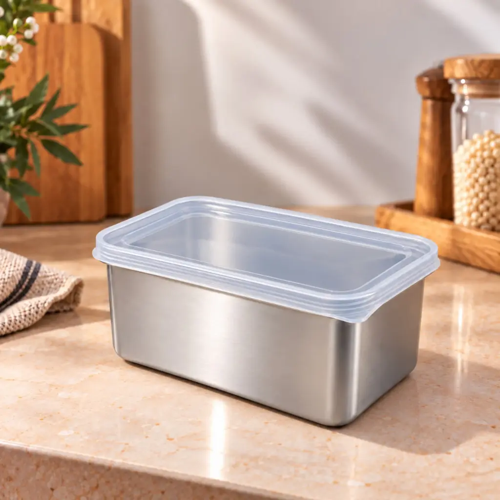 360 HOME MY KITCHEN STAINLESS STEEL FOOD STORAGE CONTAINER SET WITH LIDS - 1.8L