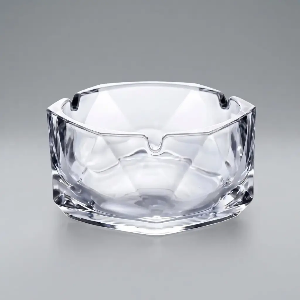 360 HOME MY KITCHEN | GLASS ASHTRAY | CLEAR GLASS | CLASSIC ROUND DESIGN 55*123mm