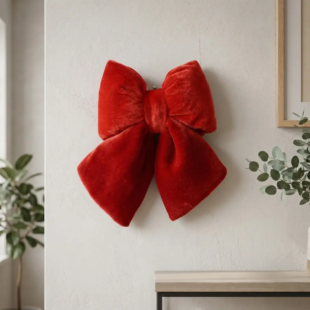 360 HOME CHRISTMAS PLUSH BOW DOUBLE LOOP LARGE VELVET RED 40X30X10CM 12PCS/BOX