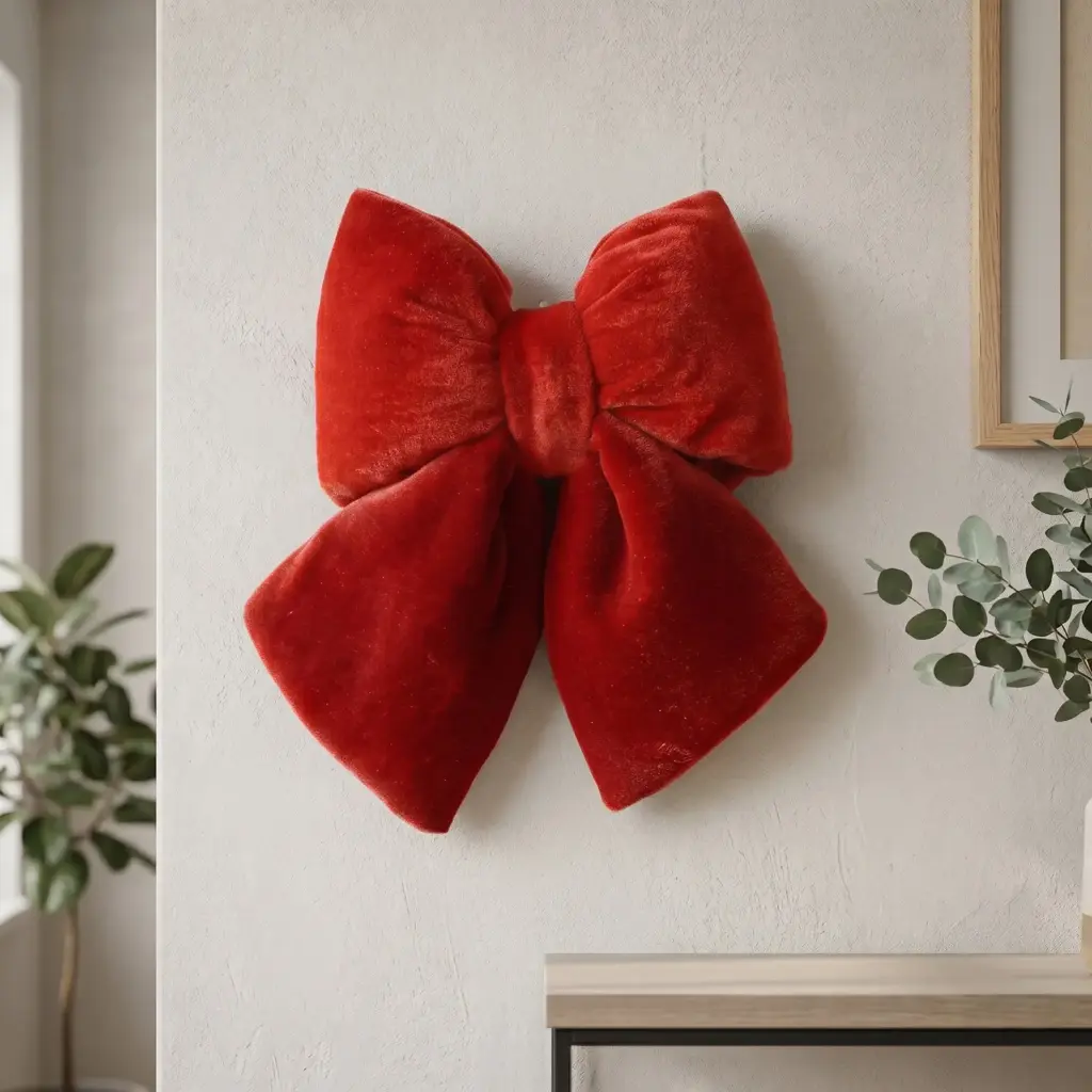 360 HOME CHRISTMAS PLUSH BOW DOUBLE LOOP LARGE VELVET RED 50X40X6CM 6PCS/BOX
