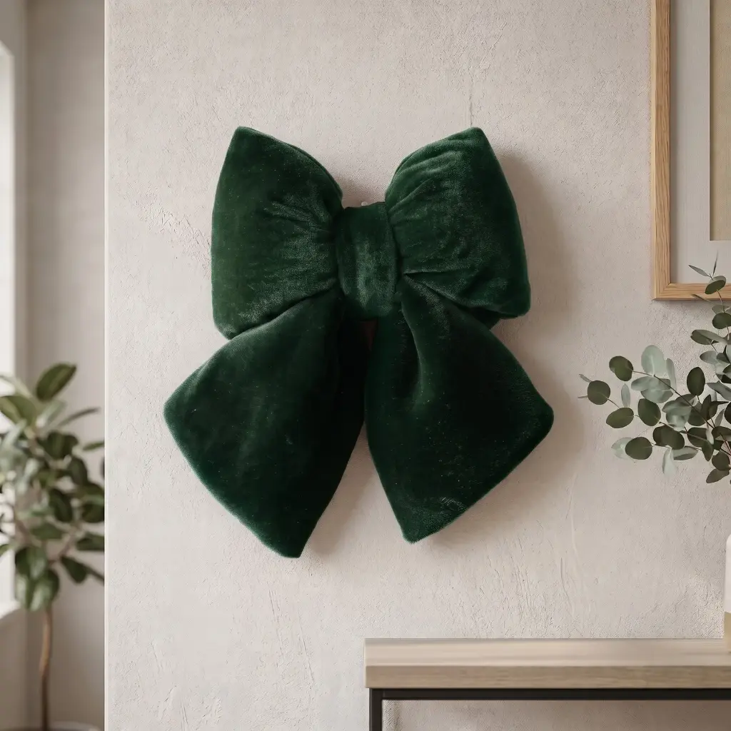 360 HOME CHRISTMAS PLUSH BOW DOUBLE LOOP LARGE VELVET DARK GREEN 50X40X6CM 6PCS/BOX