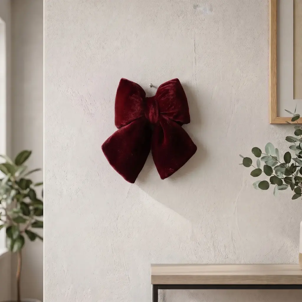 360 HOME CHRISTMAS PLUSH BOW DOUBLE LOOP LARGE VELVET BURGUNDY 15X12X4CM 12PCS/BOX