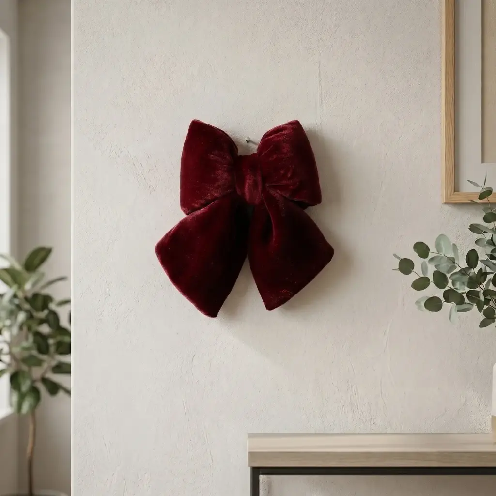 360 HOME CHRISTMAS PLUSH BOW DOUBLE LOOP LARGE VELVET BURGUNDY 25X20X8CM 12PCS/BOX