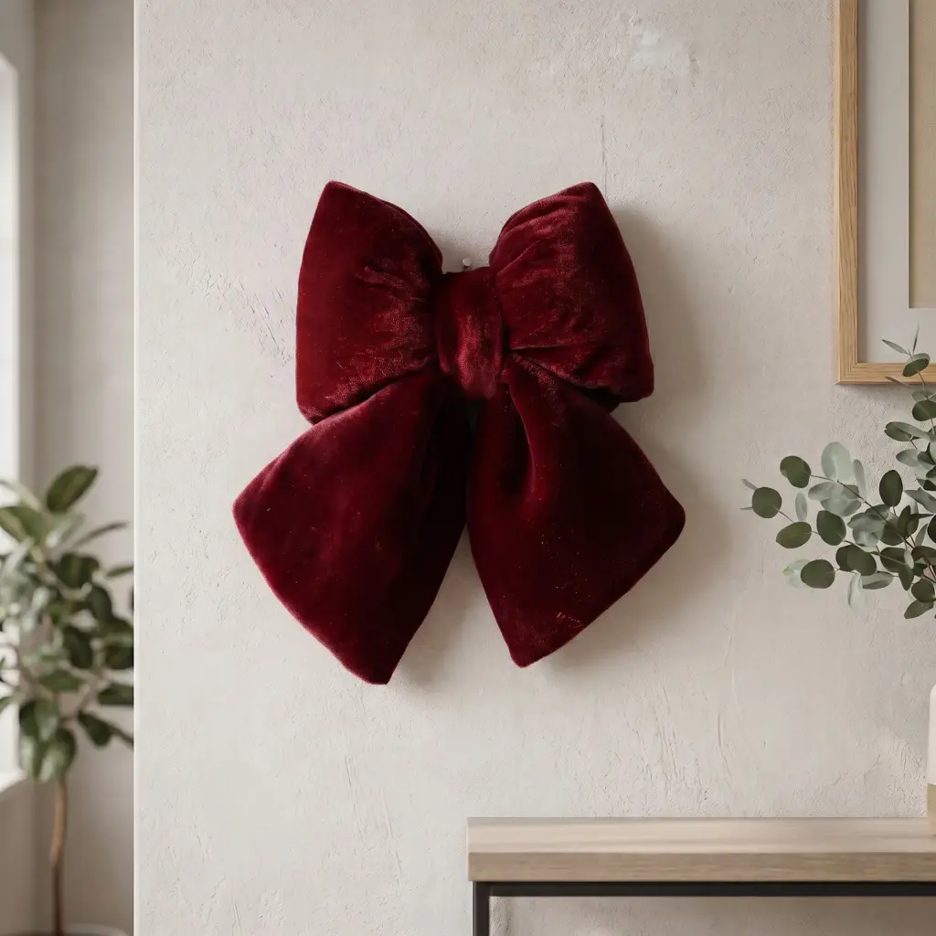 360 HOME CHRISTMAS PLUSH BOW DOUBLE LOOP LARGE VELVET BURGUNDY 40X30X10CM 12PCS/BOX