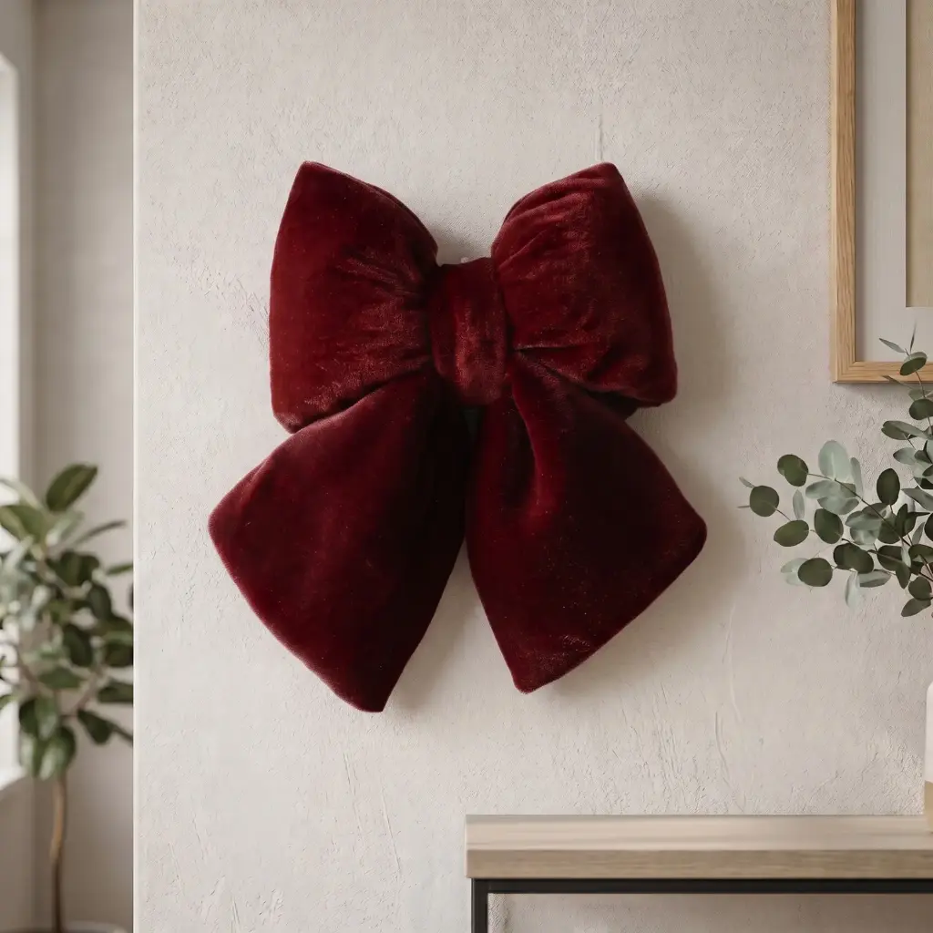360 HOME CHRISTMAS PLUSH BOW DOUBLE LOOP LARGE VELVET BURGUNDY 50X40X6CM 6PCS/BOX