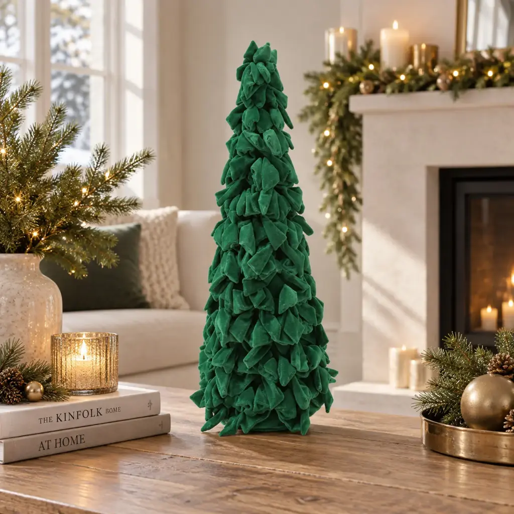 360 HOME CHRISTMAS tree ornament with a tall, slender conical shape and dense layered foliage  80X31X31CM GREEN