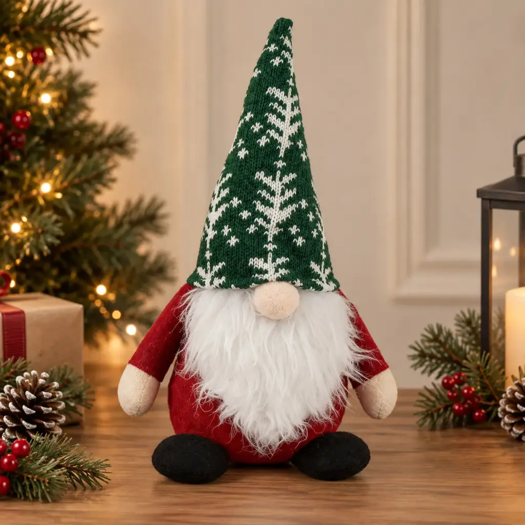 360 HOME CHRISTMAS GNOME SOFT PLUSH FILLING TALL POINTED HAT SNOWFLAKE PATTERN GREEN/WHITE/RED/BLACK 20X9X37CM 6PCS/BOX