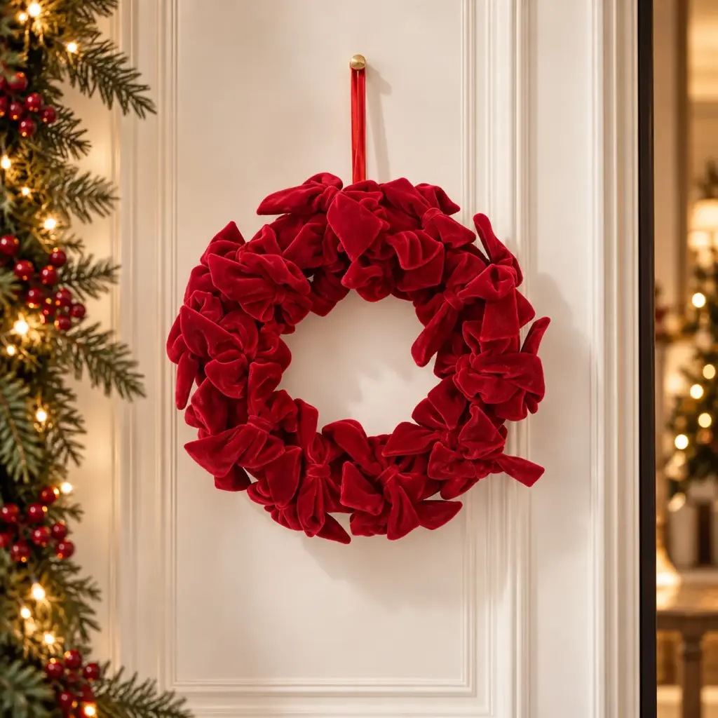360 HOME CHRISTMAS WREATH CIRCULAR ARTIFICIAL PETALS OPEN CENTER BURGUNDY 33X33X6CM 8PCS/BOX