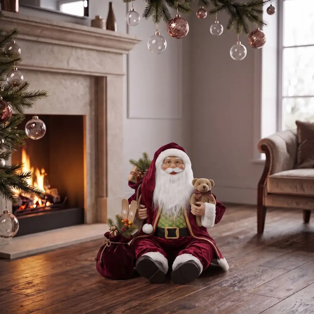 360 HOME CHRISTMAS SITTING SANTA RED VELVET SUIT WHITE FUR TRIM 45CM 12PCS/BOX