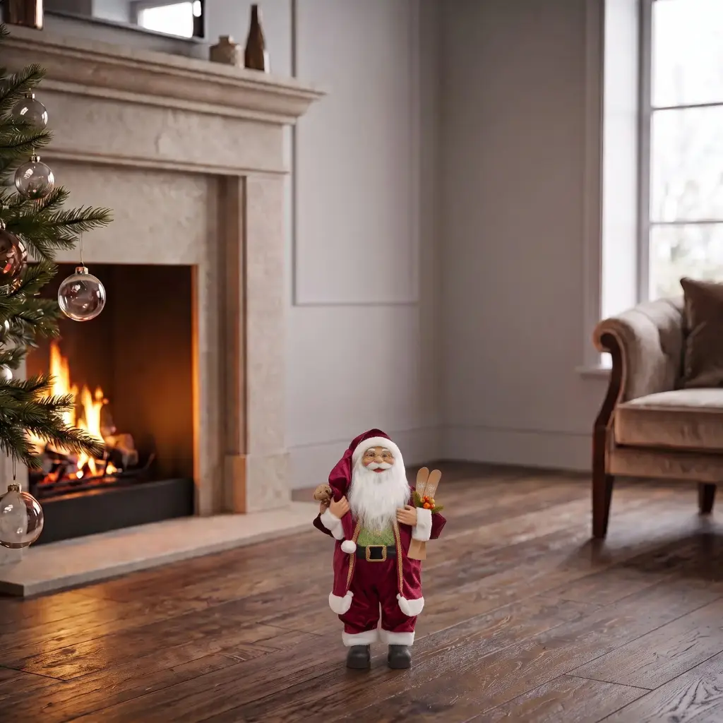 360 HOME CHRISTMAS standing santa RED VELVET SUIT WHITE FUR TRIM 30CM 24PCS/BOX