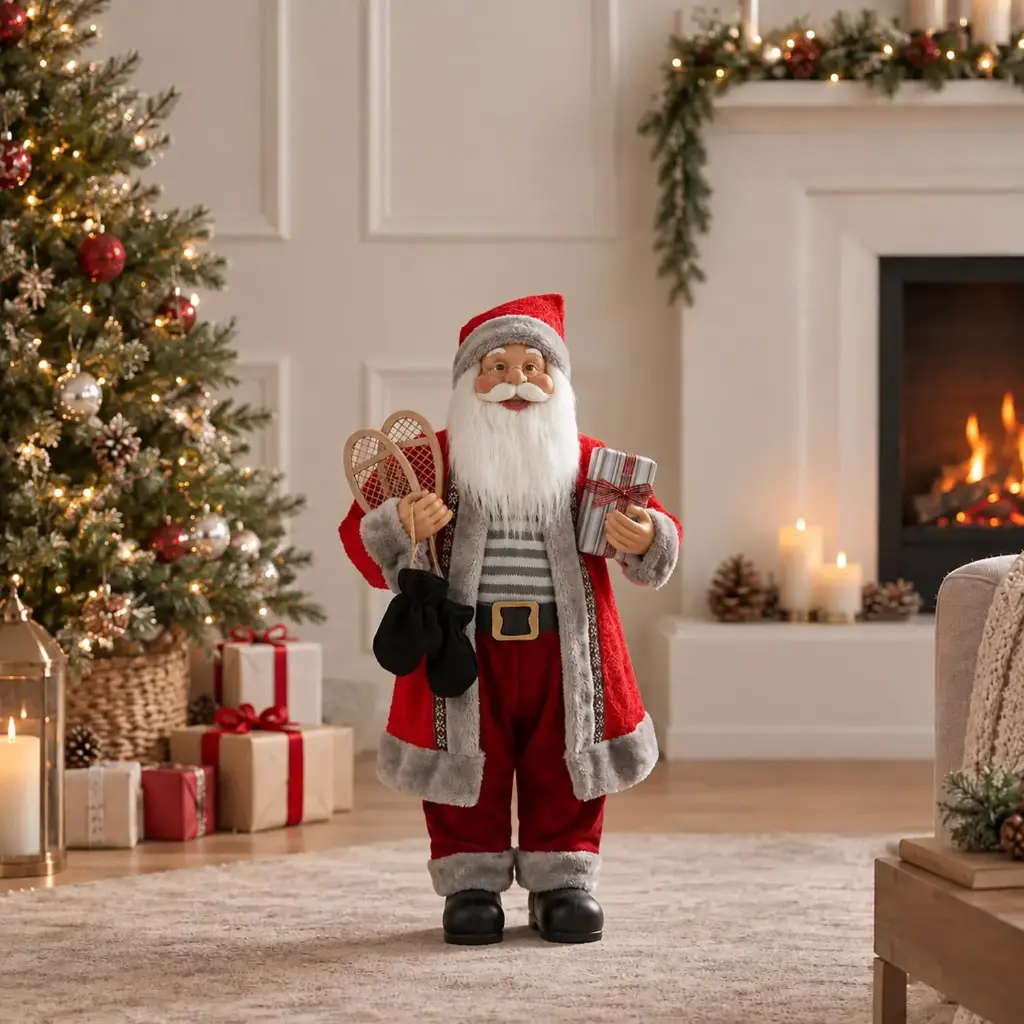 360 HOME CHRISTMAS standing santa RED VELVET SUIT WHITE FUR TRIM BLACK BELT RED HAT 60CM 4PCS/BOX
