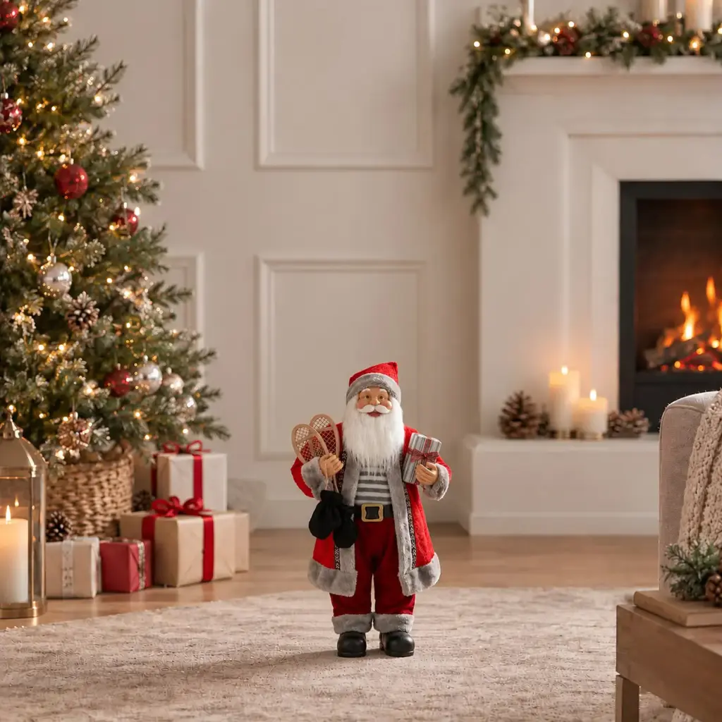 360 HOME CHRISTMAS standing santa RED VELVET SUIT WHITE FUR TRIM BLACK BELT RED HAT 30CM 24PCS/BOX