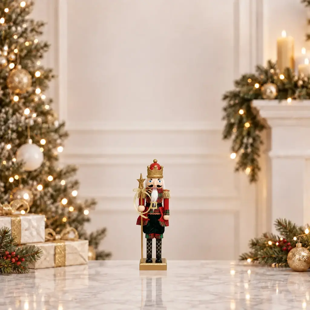 360 HOME CHRISTMAS plastic Nutcracker RED JACKET GREEN PANT TALL GOLD CROWN WHITE BEARD 17CM 36PCS/BOX