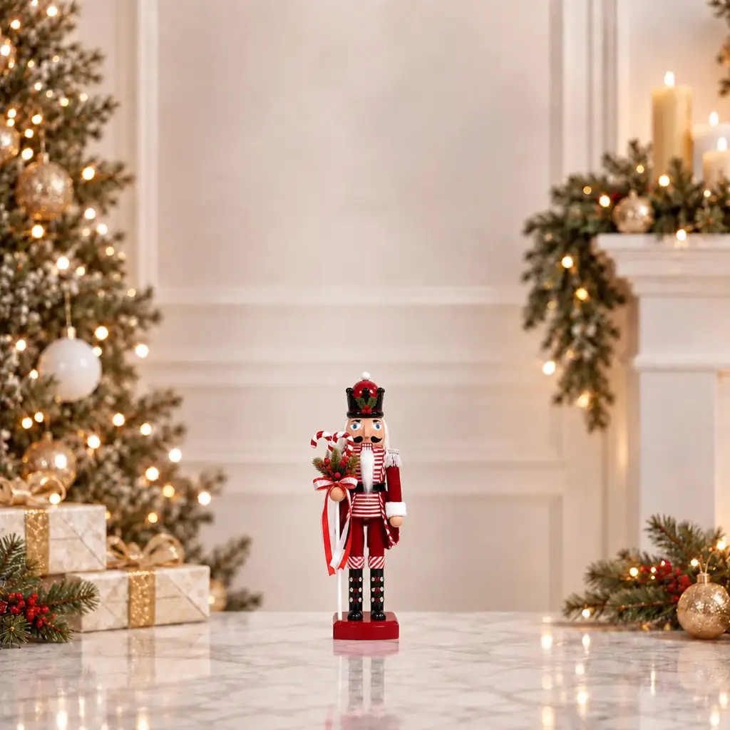 360 HOME CHRISTMAS plastic Nutcracker  RED & WHITE STRIPE UNIFORM BLACK HAT 17CM 36PCS/BOX