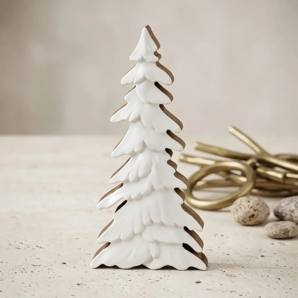 360 HOME WOODEN TREE SNOW COVERED EVERGREEN SILHOUETTE