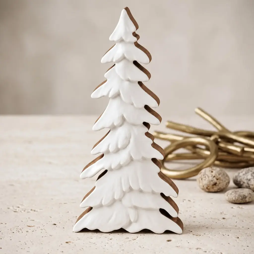 360 HOME WOODEN TREE SNOW COVERED EVERGREEN SILHOUETTE