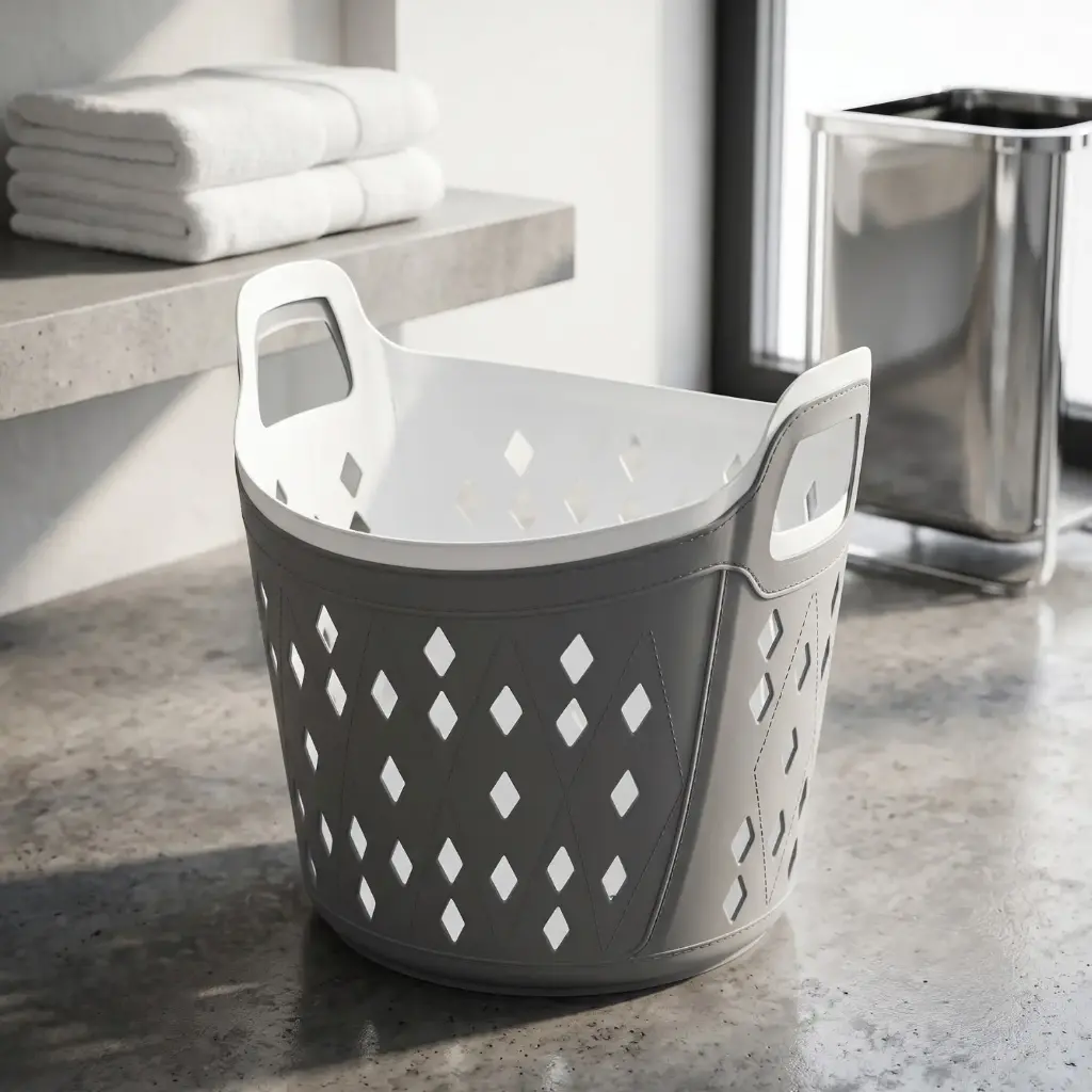 360 HOME LAUNDRY BOX 40*39*39.5 ROUND GREY+WHITE