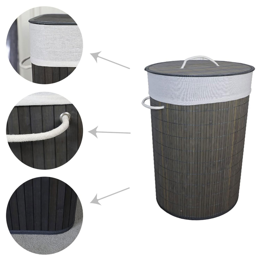 360HOME GREY BAMBOO STORAGE BASKET 34X57 BLACK