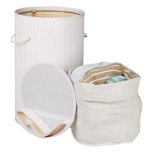 [BBST5] 360HOME WHITE BAMBOO STORAGE BASKET 34X57CM