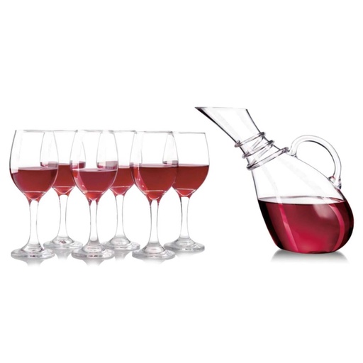[DIGL31] 360 HOME GLASS DECANTER WITH CUPS CS+3057