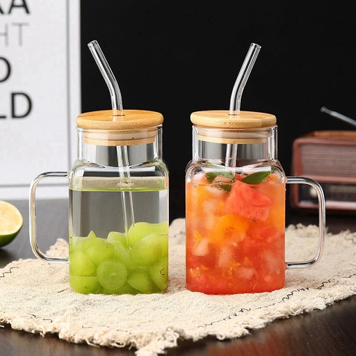 [DIGL62] 360 HOME GLASS CUP SQUARE ROUND BAMBOO COVER