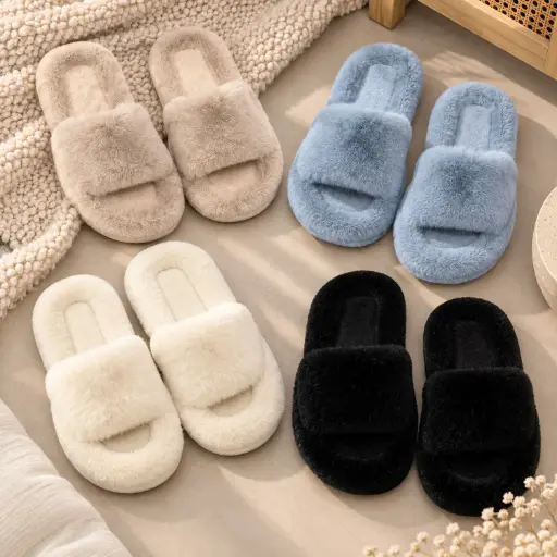 [FBB23] 360 HOME Ladies winter flat cozy slipper fur styli