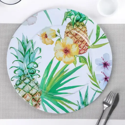 [MEL208-1] 360 HOME 10.5" PLATE MELAMINE PRINTED TROPICAL DESIGN