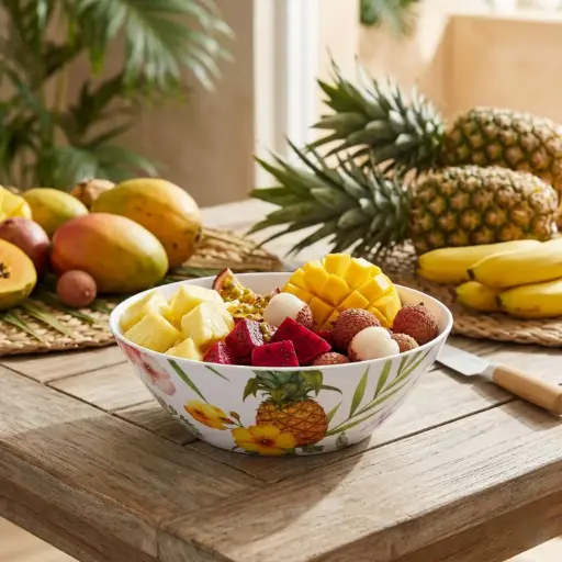 [MEL208-3] 360 HOME 10" BOWL 360 HOME MELAMINE PRINTED TROPICAL DESIGN