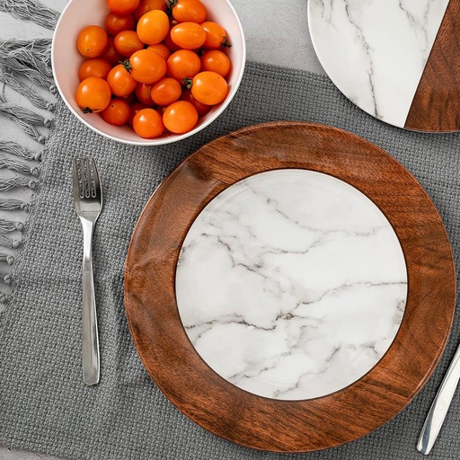 [MEL208-8] 360 HOME 10" PLATE MELAMINE PRINTED MARBLES AND WOOD EFFECT