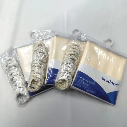 [MT25-BC4] 360 HOME SHOWER CURTAIN STRIPPED CLOTH W/RING