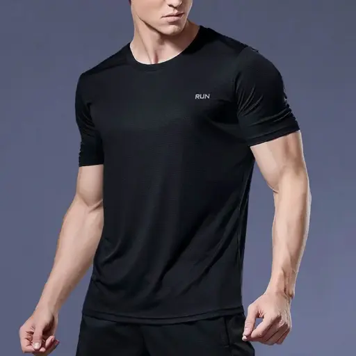 [MT25-NSB2] 360 COTTON ATHLETIC WORKOUT SHIRTS BLACK SPANDEX