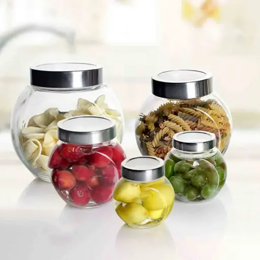 [YG210-123] 360 HOME GLASS JAR 2250ML WITH COVER FLAT DRUM