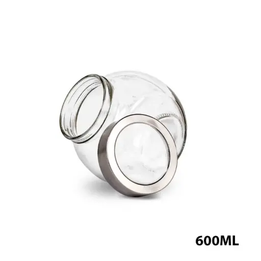 [YG210-125] 360 HOME GLASS JAR 600ML WITH COVER FLAT DRUM