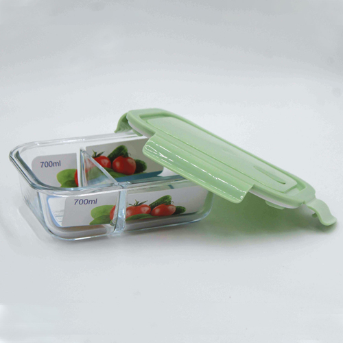 [YG210-197] 360 HOME GLASS STORAGE BOX 2 PARTITIONS 700ML