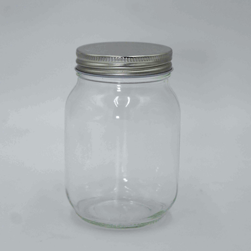 [YG210-224] 360 HOME GLASS JAR 500ML 12.8CM*8.2CM SILVER COVER