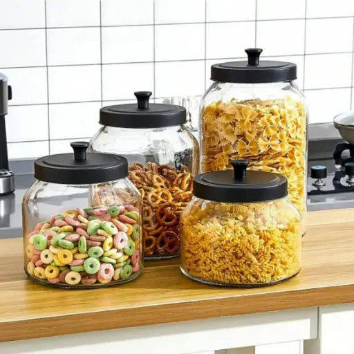 [YG210-67] 360 HOME GLASS JAR 1500ML WITH BLACK MATT COVER