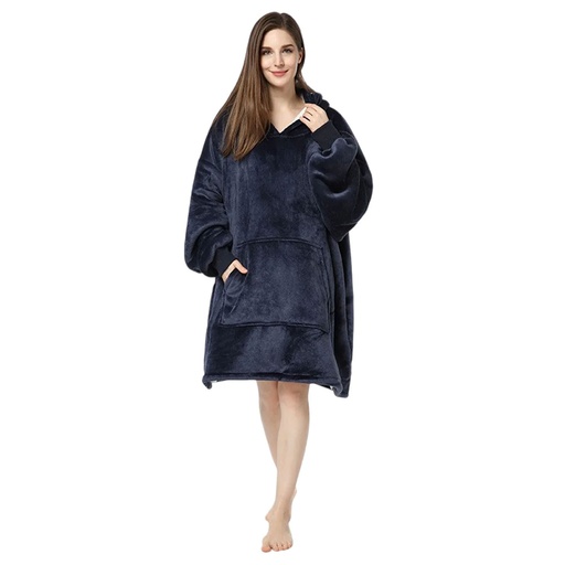 [HBLA25-3] 360 COTTON BLANKET HOODIE FLEECE NAVY ONE SIZE