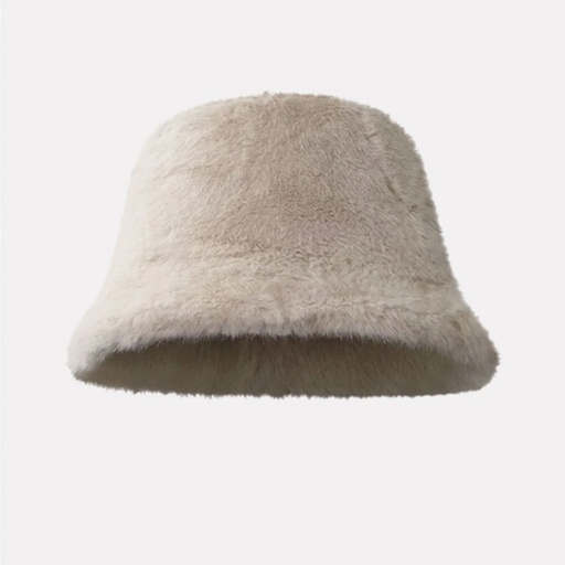 [MT-WHAT25] 360 COTTON BUCKET HAT FAUX FUR BEIGE