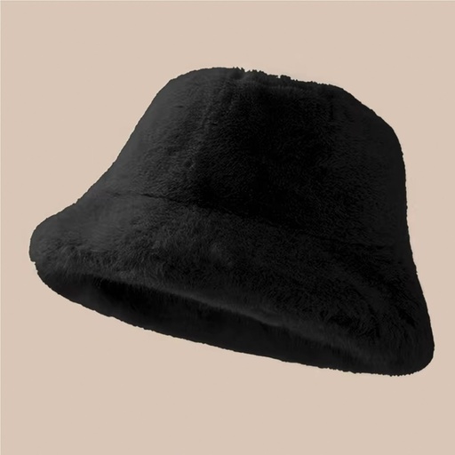 [MT-WHAT24] 360 COTTON BUCKET HAT FAUX FUR BLACK