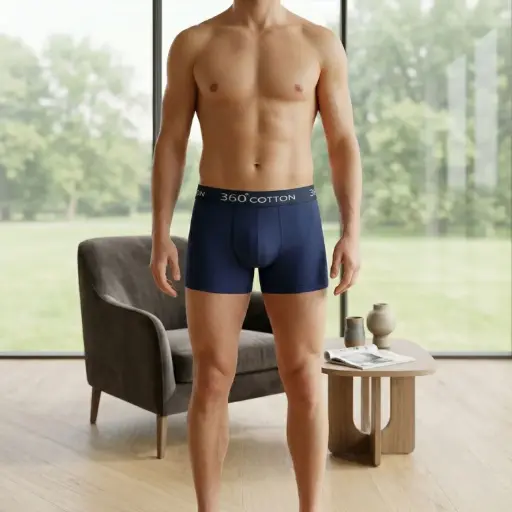 [EG-USBBU-M] 360 COTTON MEN SHORT BOXER BLUE 100% COTTON MEDIUM