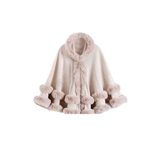 [WTRPAN-27] 360 COTTON PONCHO BEIGE FLEECE